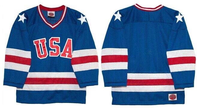 Men's Blue USA Hockey Custom 1980 Miracle On Ice Stitched Hockey Jersey